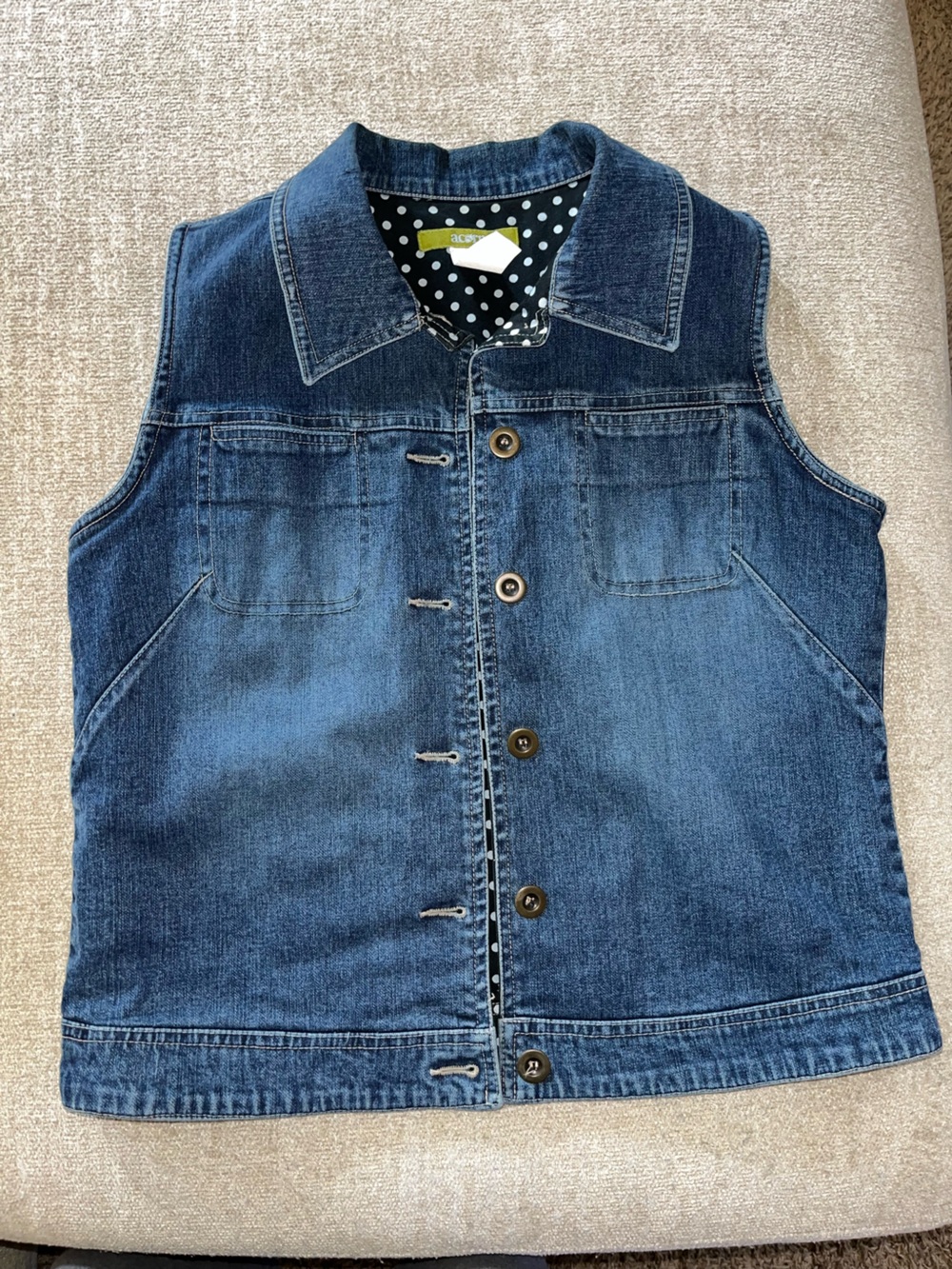 Acorn Dark Blue Denim Sleeveless Button Vest